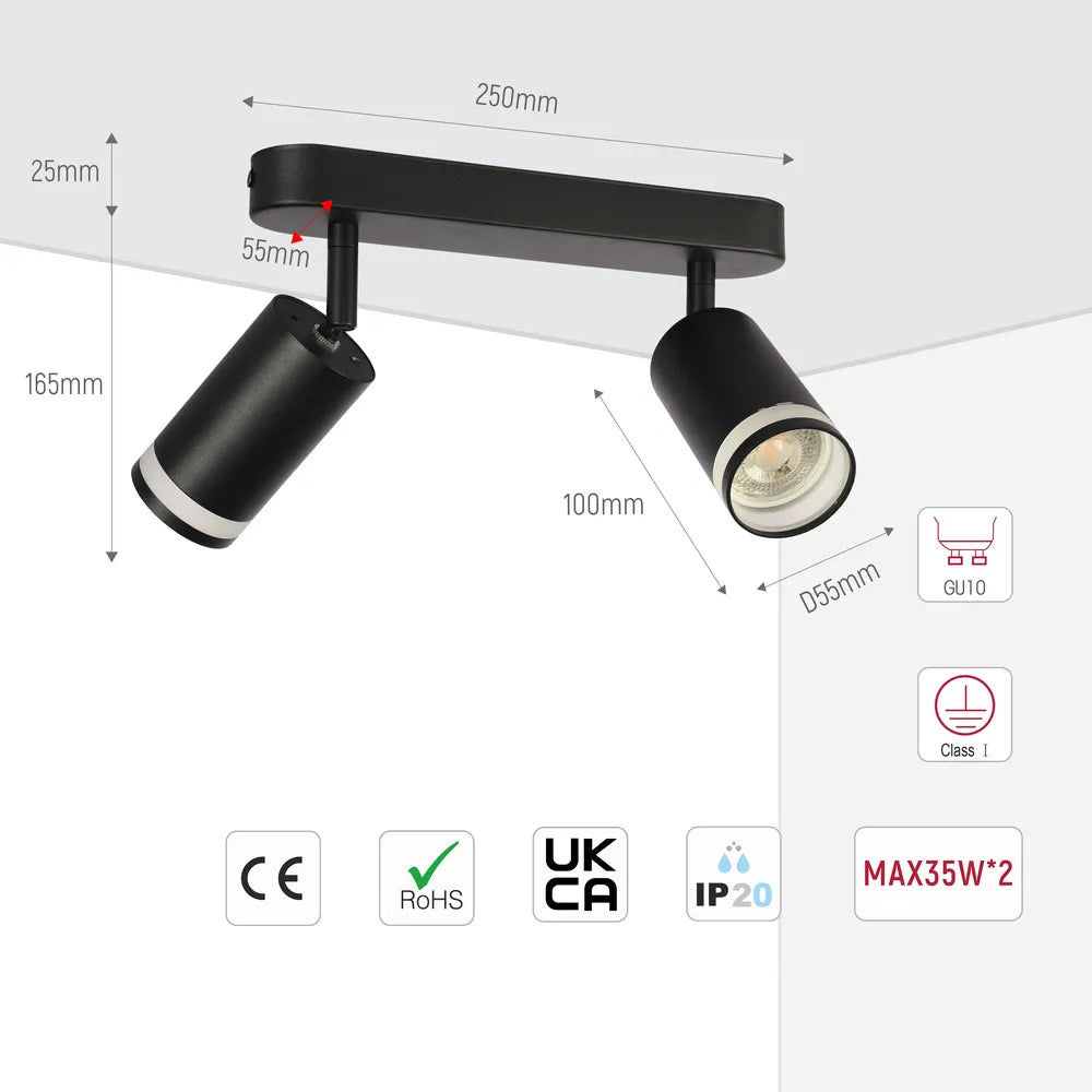 Size and technical specs of the Circular Glow GU10 Spotlight Fixture-172-03033