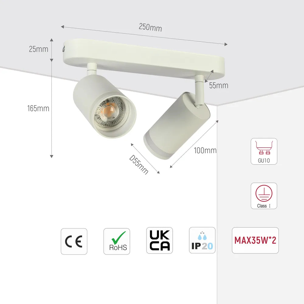 Size and technical specs of the Circular Glow GU10 Spotlight Fixture-172-03035