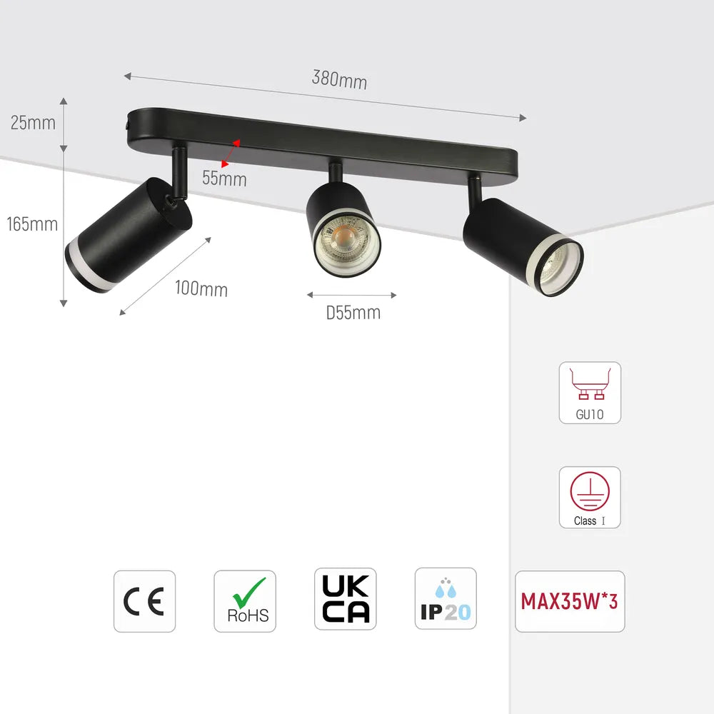 Size and technical specs of the Circular Glow GU10 Spotlight Fixture-172-03037