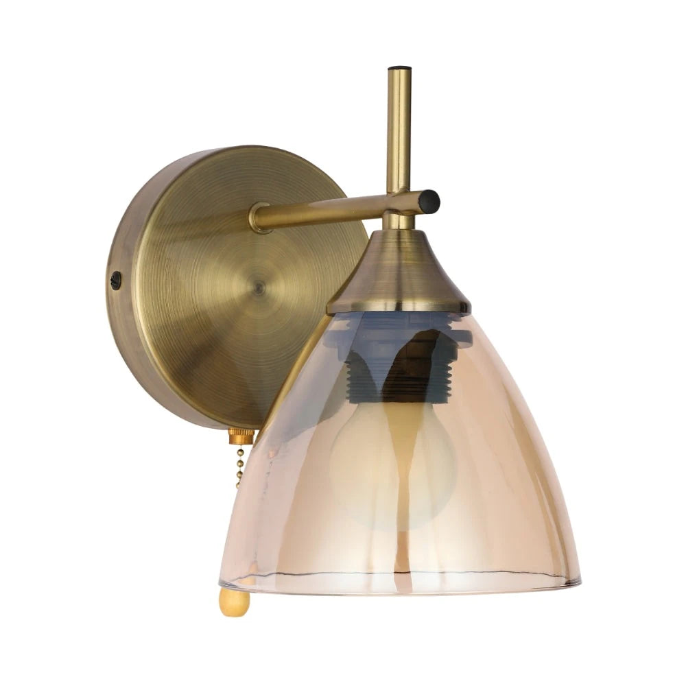 Modern Cone Glass Wall Light E27 with Pull Down Switch 2