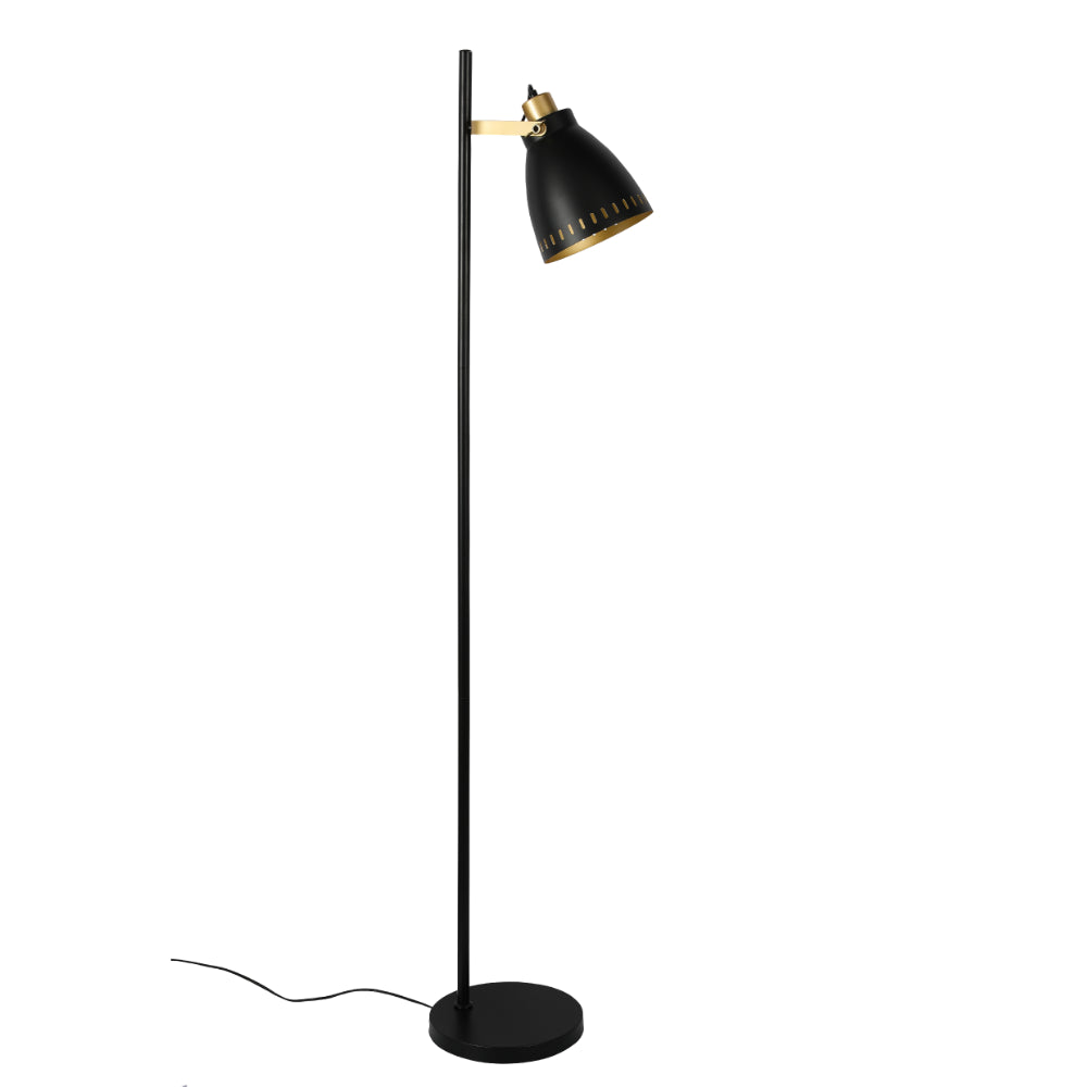 Cone-Shaded Floor Lamp with Gold Detailing & Decorative Shade - Versatile Colors