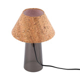 Cork lampshade on a smoky grey base. Modern, stylish lighting for a cosy home ambience.