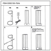 Deconstructed view of light fixture assembly and operating instructions.