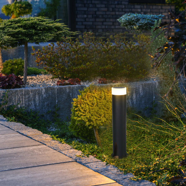 Cortez Black Outdoor Garden Bollard Post Pathway Light 3000K 10W 3