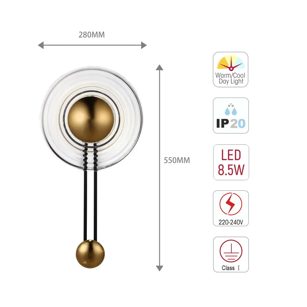 Size and technical specs of the Cosmic Ripple Wall Light-151-19316