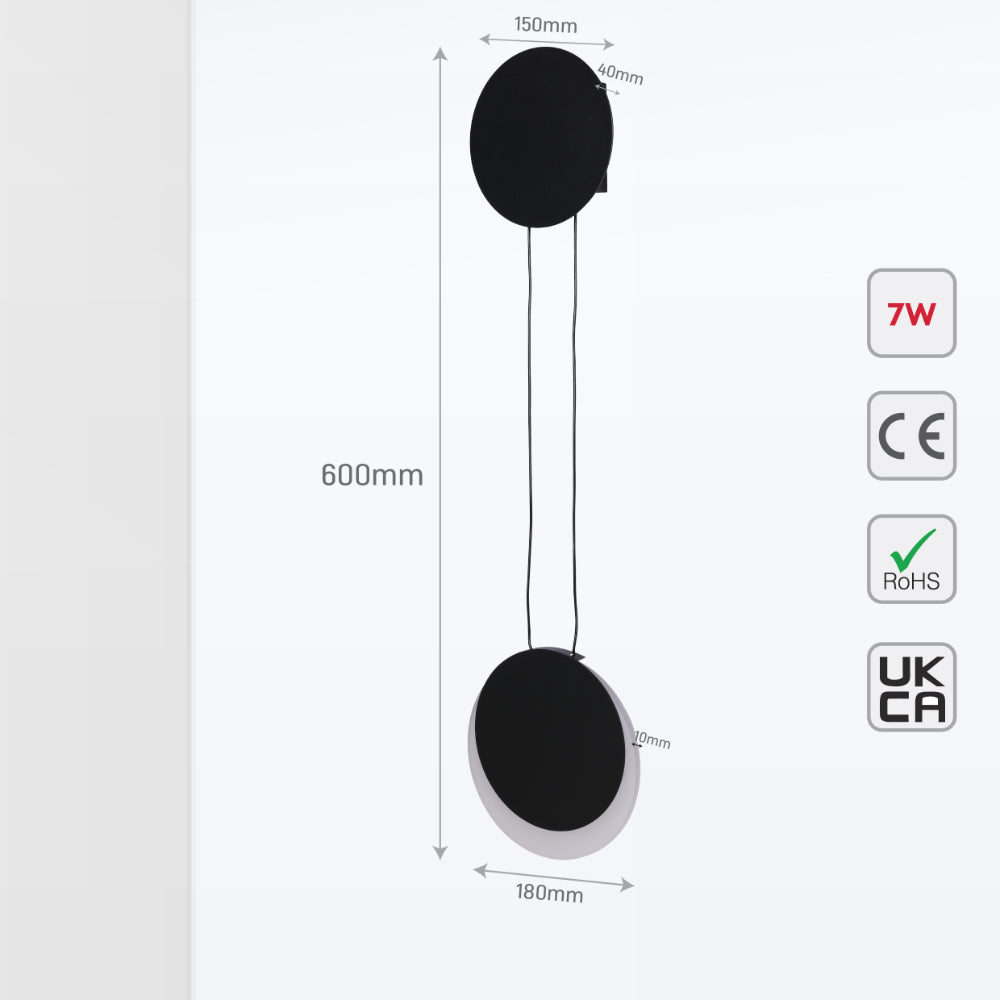 Crescent Sunset Lunar Eclipse Modern Nordic LED Wall Light Black 3000K 8W 5