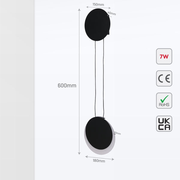 Crescent Sunset Lunar Eclipse Modern Nordic LED Wall Light Black 3000K 8W 5