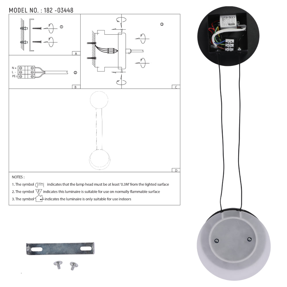 Crescent Sunset Lunar Eclipse Modern Nordic LED Wall Light Black 3000K 8W 8