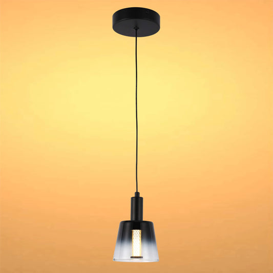 Cross-Hatch Textured Glass Pendant Light - E27 Fitting, 110mm Diameter