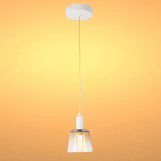 Cross-Hatch Textured Glass Pendant Light - E27 Fitting, 110mm Diameter