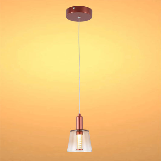 Cross-Hatch Textured Glass Pendant Light - E27 Fitting, 110mm Diameter