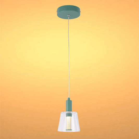 Cross-Hatch Textured Glass Pendant Light - E27 Fitting, 110mm Diameter