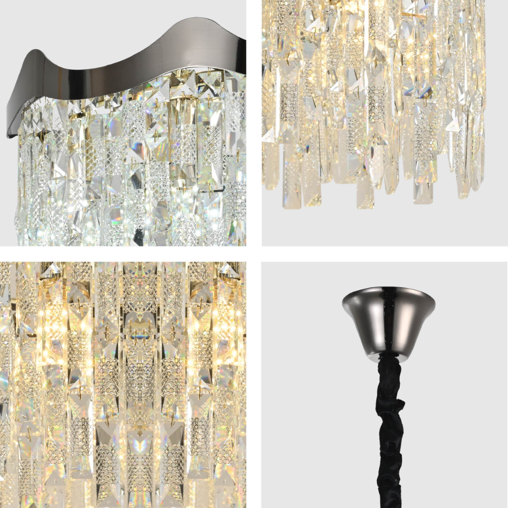 Close up of Crown Crystal Chandelier Ceiling Light | TEKLED 159-18092