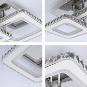 A modern LED ceiling light, adorned with rows of shimmering crystals for a touch of luxury.