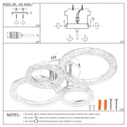 A multi-ring LED ceiling light. It is a modern and stylish fitting with crystal accents, perfect for a contemporary home.