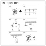A step-by-step diagram shows how to assemble and install a ceiling spotlight track lighting system. Turn off power first.