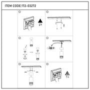 Diagram showcasing the steps to assemble a pendant light, featuring a ceiling mount and patterned shade.