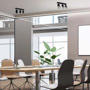 Modern office lighting with track spotlights. Bright, adjustable LEDs enhance the workspace ambiance and highlight key areas.