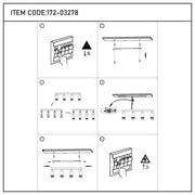Instructions for installing a ceiling light fitting with four shades. Includes a caution to turn off the power before installation.