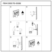 A diagram showing how to safely install and assemble a wall light, including the use of appropriate safety equipment.