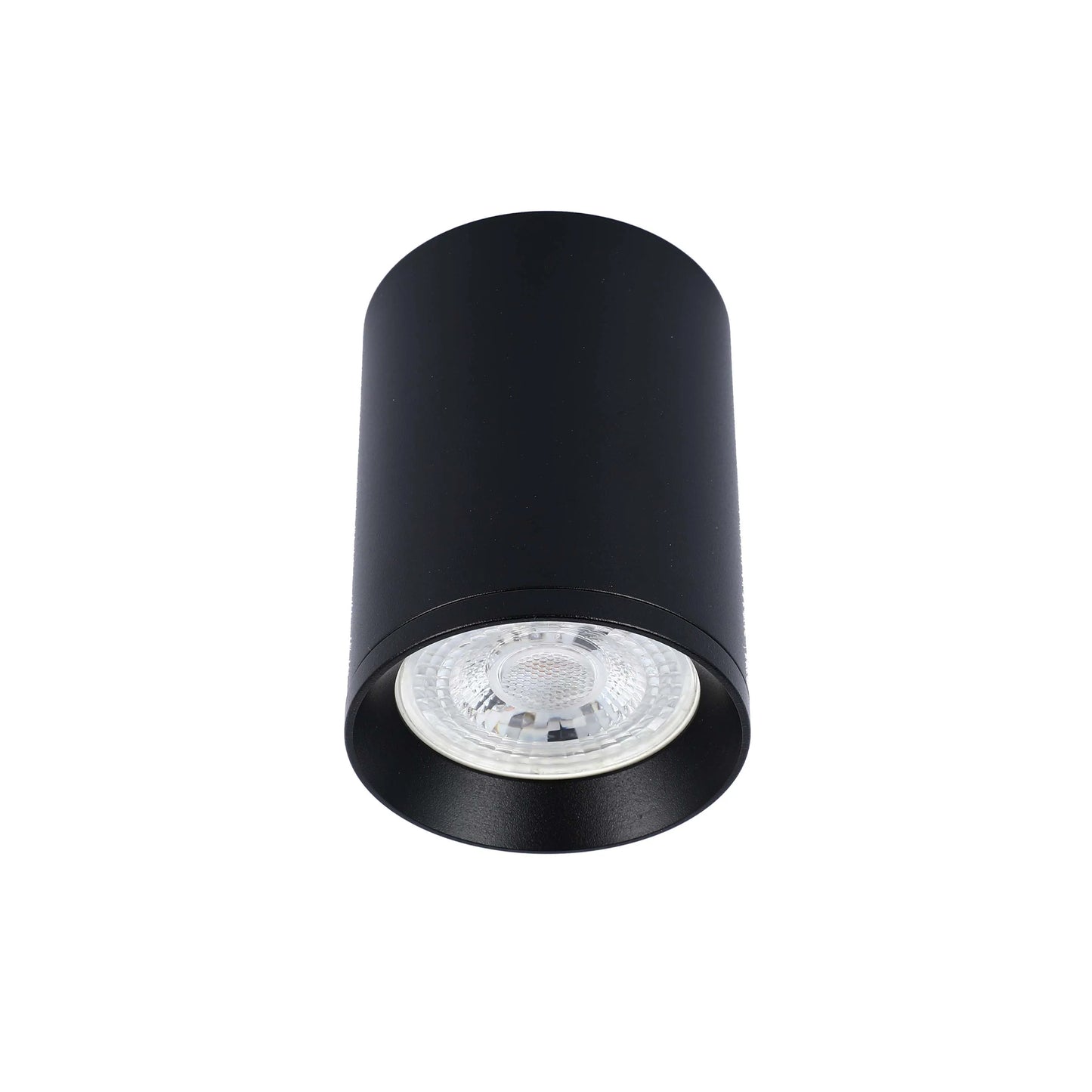 A sleek, black, surface-mounted LED spotlight. A contemporary lighting solution for modern interiors.