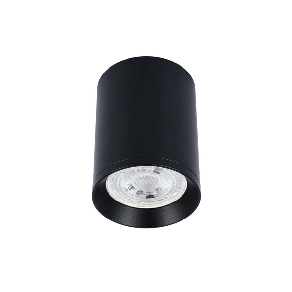 A sleek, black, surface-mounted LED spotlight. A contemporary lighting solution for modern interiors.