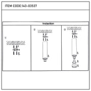 A diagram showing how to install ceiling lighting, item code 143-03537, in three steps.