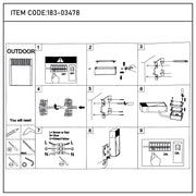 Installation guide for outdoor light fixture. Includes steps from turning off the circuit to wiring.