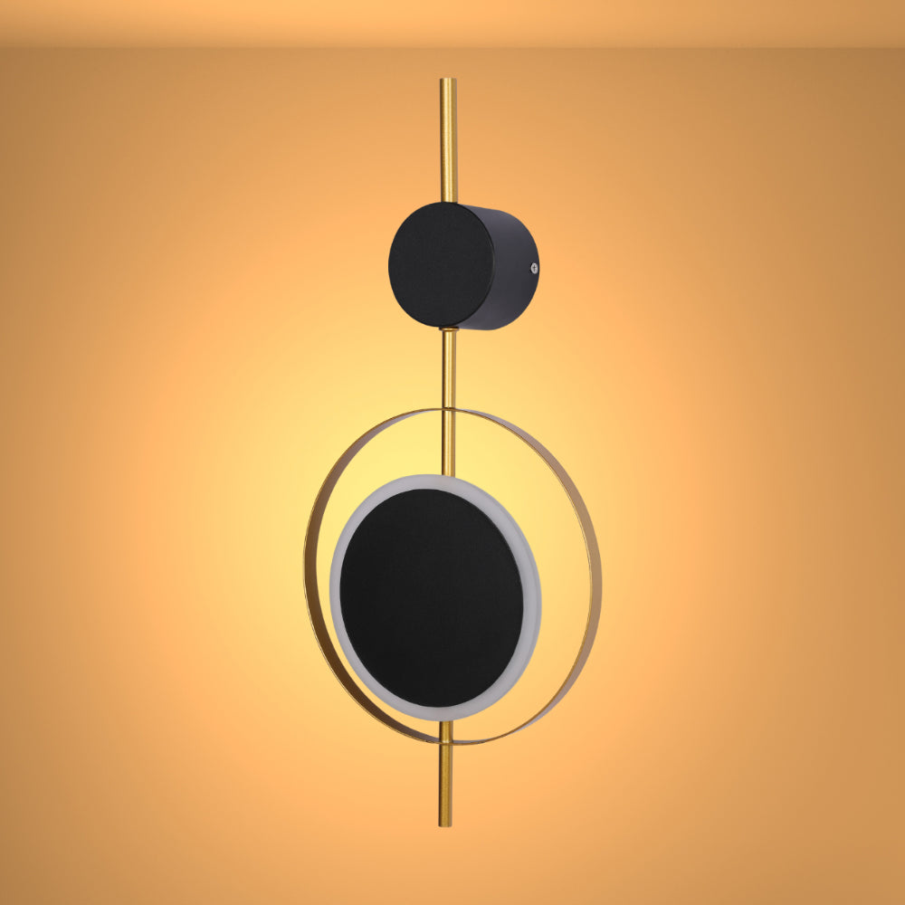 Designer Geometric Black Moon in Gold Circle Modern LED Wall Light 3000K 8W 1