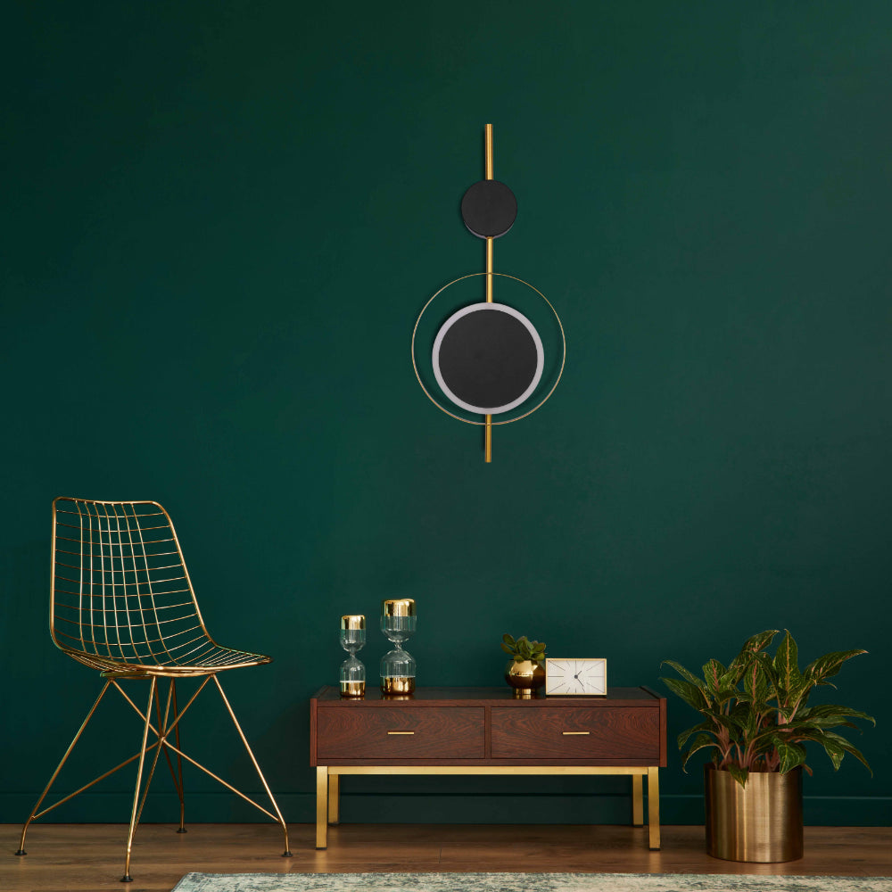 Designer Geometric Black Moon in Gold Circle Modern LED Wall Light 3000K 8W 4