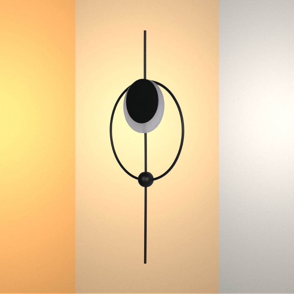 Designer Geometric Moon in Circle Modern LED Wall Light Black 3Color 7W 1