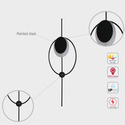 Designer Geometric Moon in Circle Modern LED Wall Light Black 3Color 7W 6