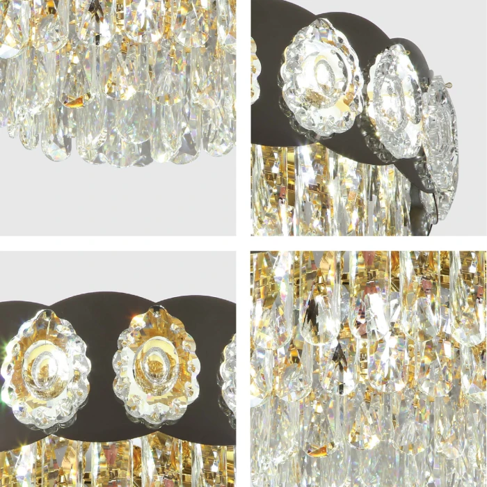Details of Luxury Clear Crystal Flush Modern Ceiling Chandelier Light Gold | TEKLED 159-18007