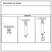 A step-by-step diagram depicting the installation of a pendant light fixture, ideal for use in a variety of interior spaces.