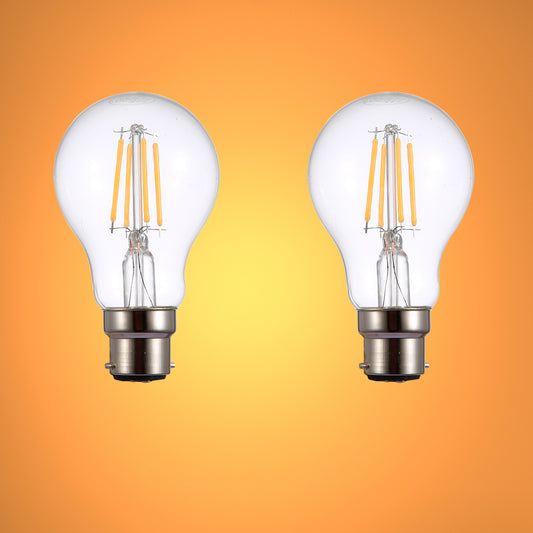LED Dimmable Filament A60 GLS Bulb B22 Bayonet Cap 6.5W Warm White 2700K 8