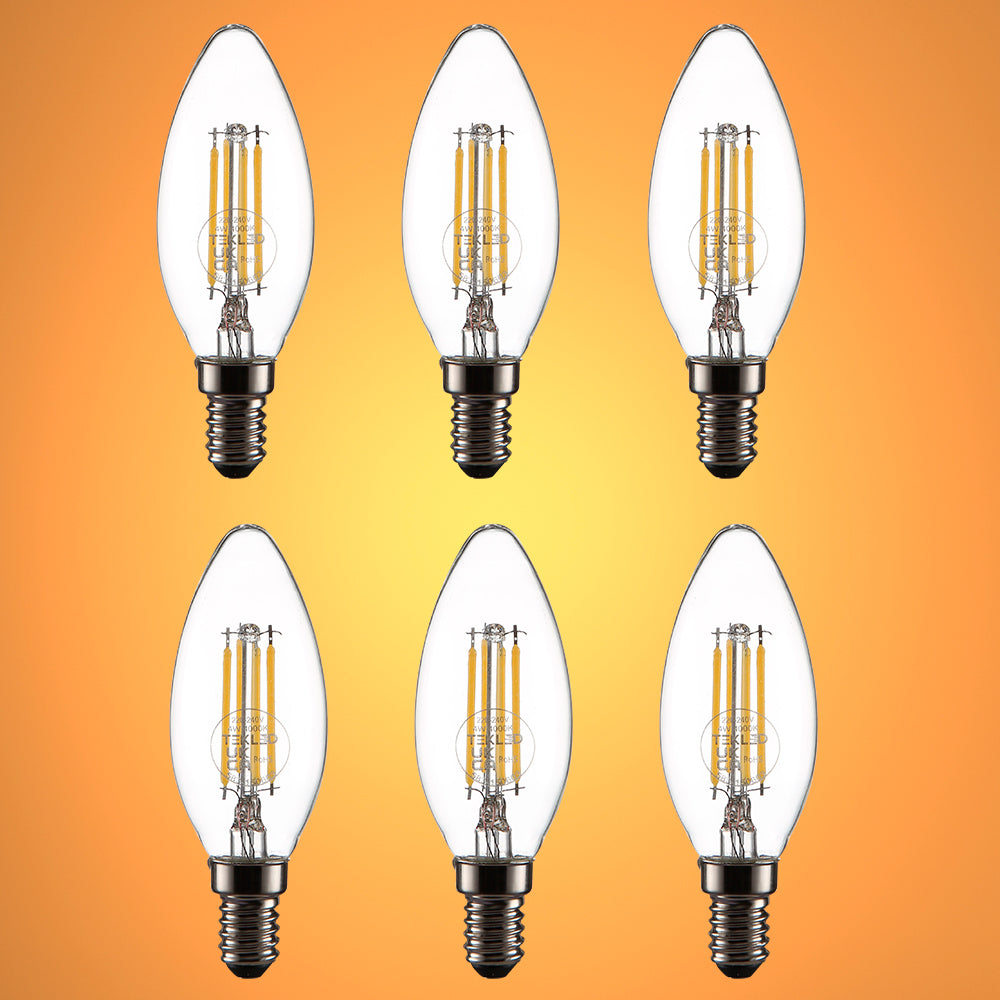 LED Dimmable Filament C35 Candle Bulb E14 Small Edison Screw 4W Warm White 2700K 13