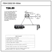 Detailed installation guide for an elaborate chandelier with floral decorations and metal chains.