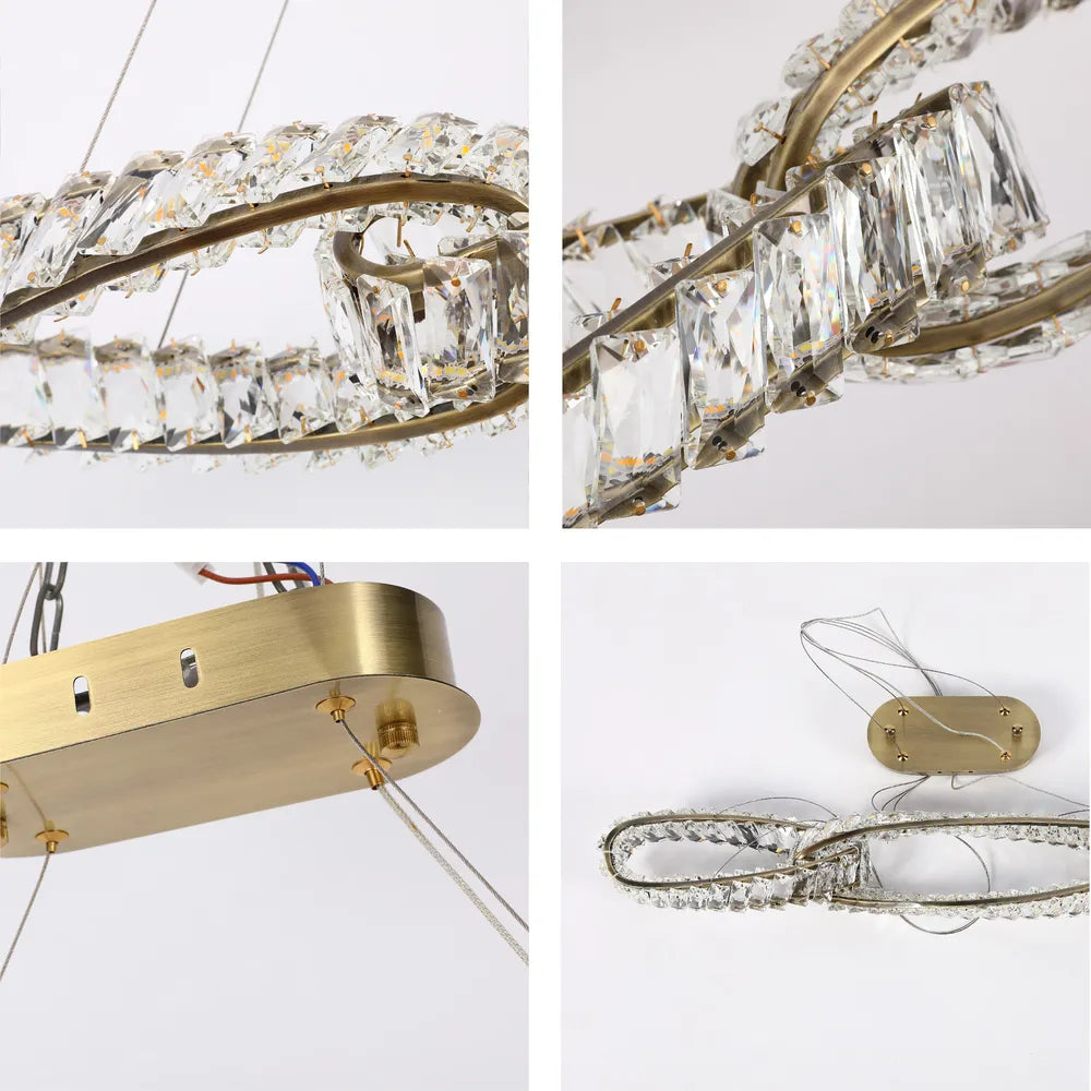 Details of the DNA-Inspired Crystal Chandelier LED Pendant Light 36W 3CCT with Copper Finish-159-18159