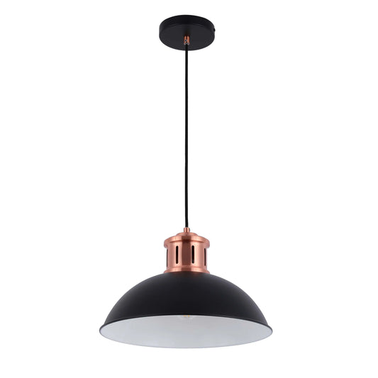 Dome Pendant Light with Copper Fitting - E27, Dimmable, 370mm Diameter