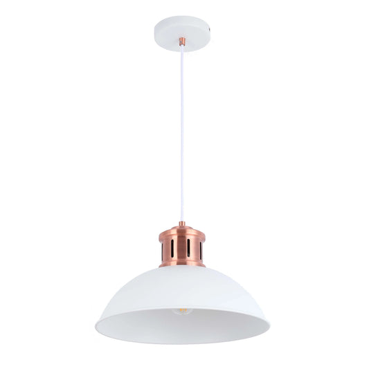 Dome Pendant Light with Copper Fitting - E27, Dimmable, 370mm Diameter