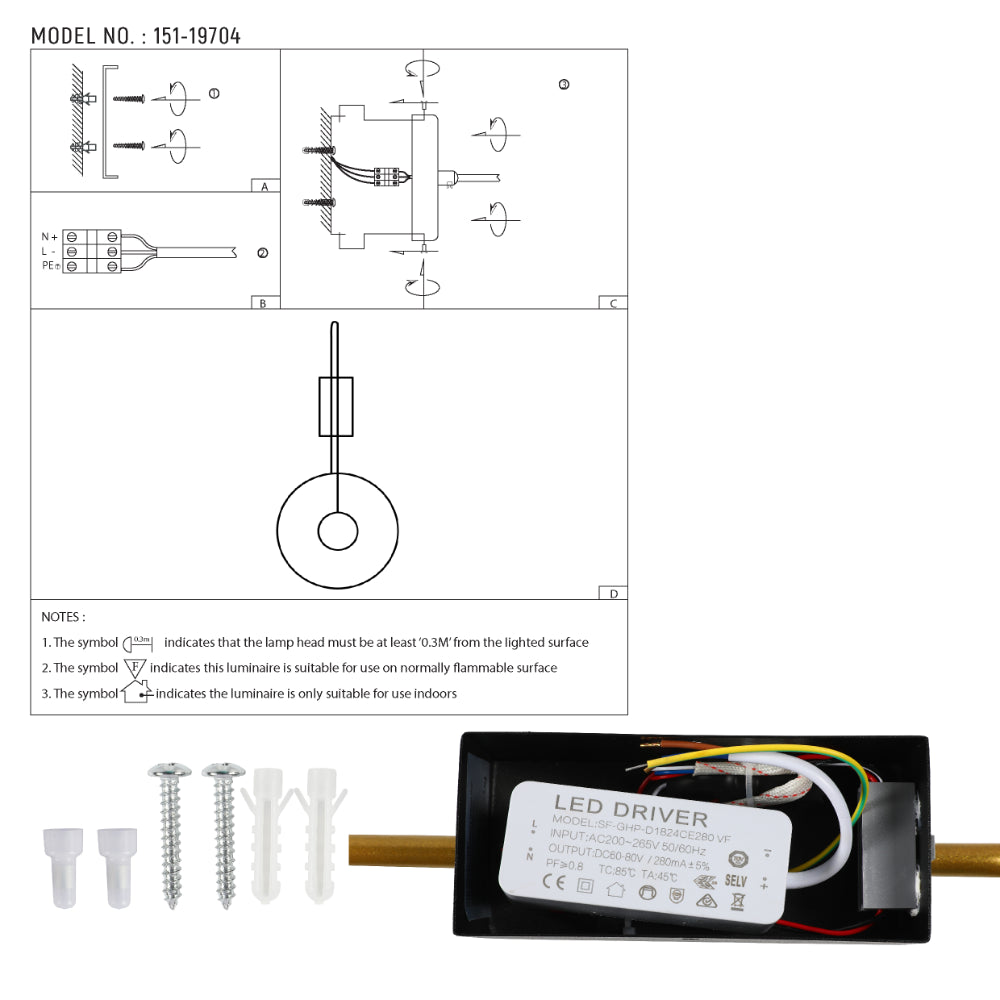 Dual Radiance Orbital LED Wall Light Black Gold 3 CCT 8