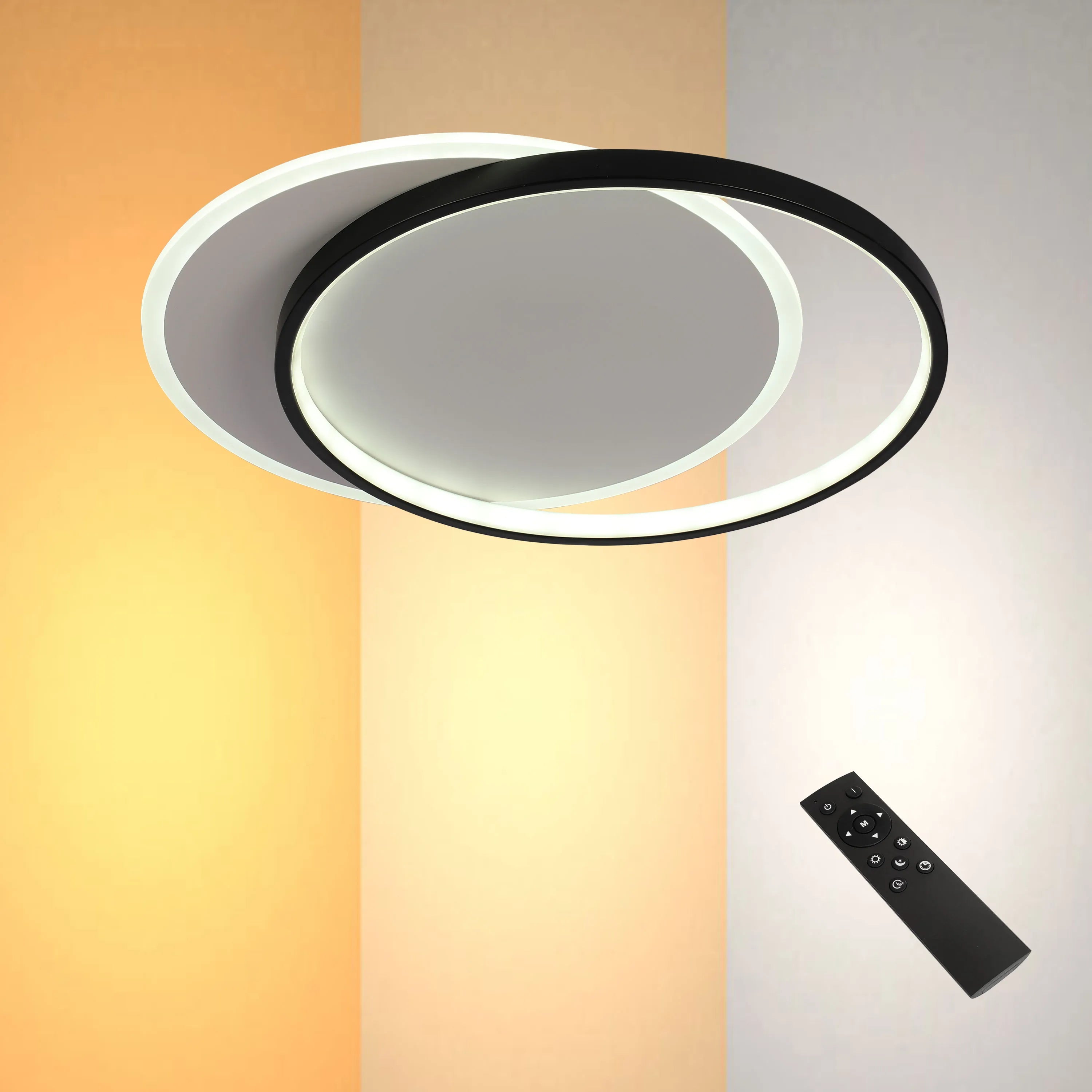 Modern Dual-Ring LED Ceiling Light, CCT Tunable with Remote for Low ...
