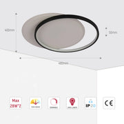 Dual-Ring LED Ceiling Light, CCT Tunable Dimmable with Remote, Flush Mount, LED Flush Ceiling Light, TEKLED