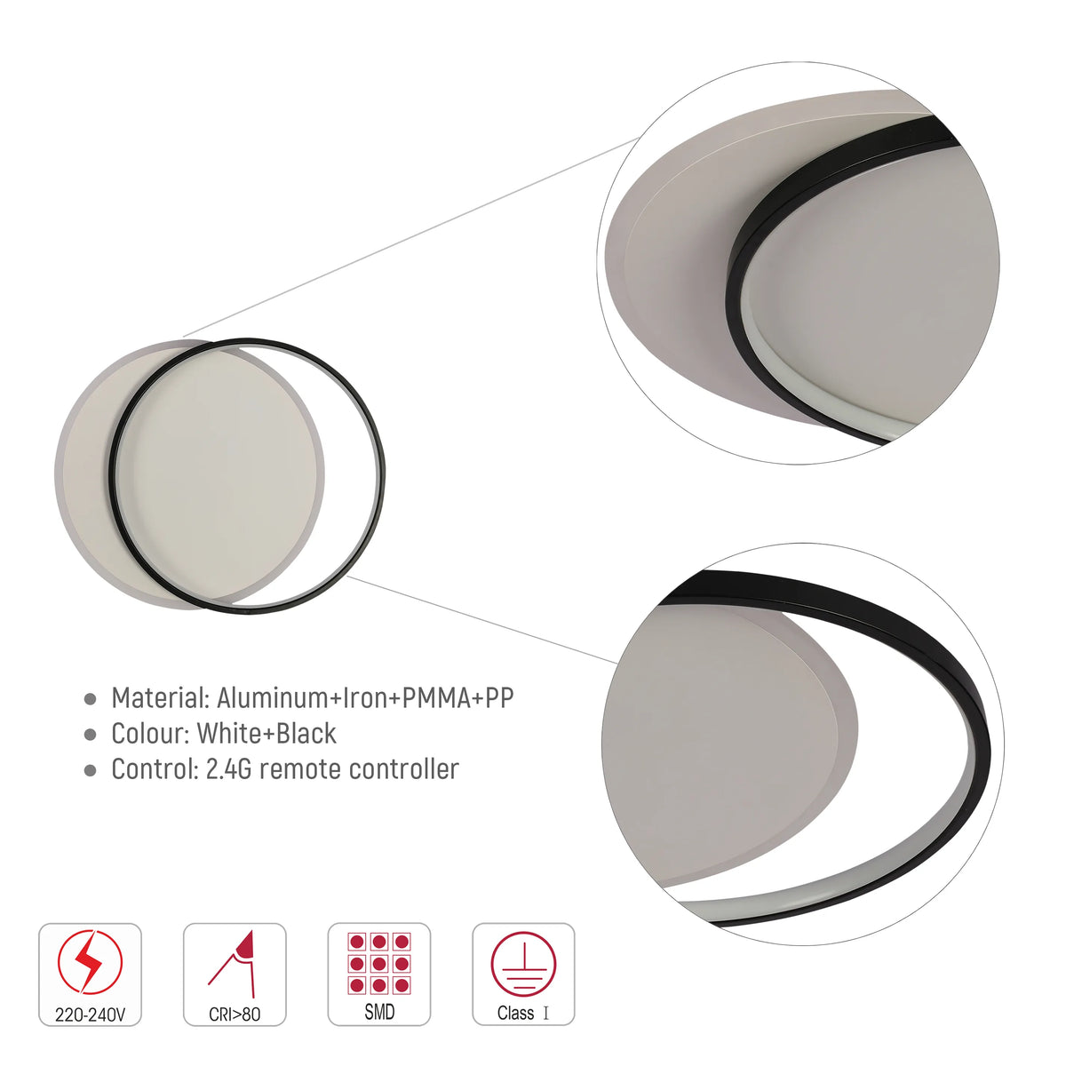 Dual-Ring LED Ceiling Light, CCT Tunable Dimmable with Remote, Flush Mount, LED Flush Ceiling Light, TEKLED