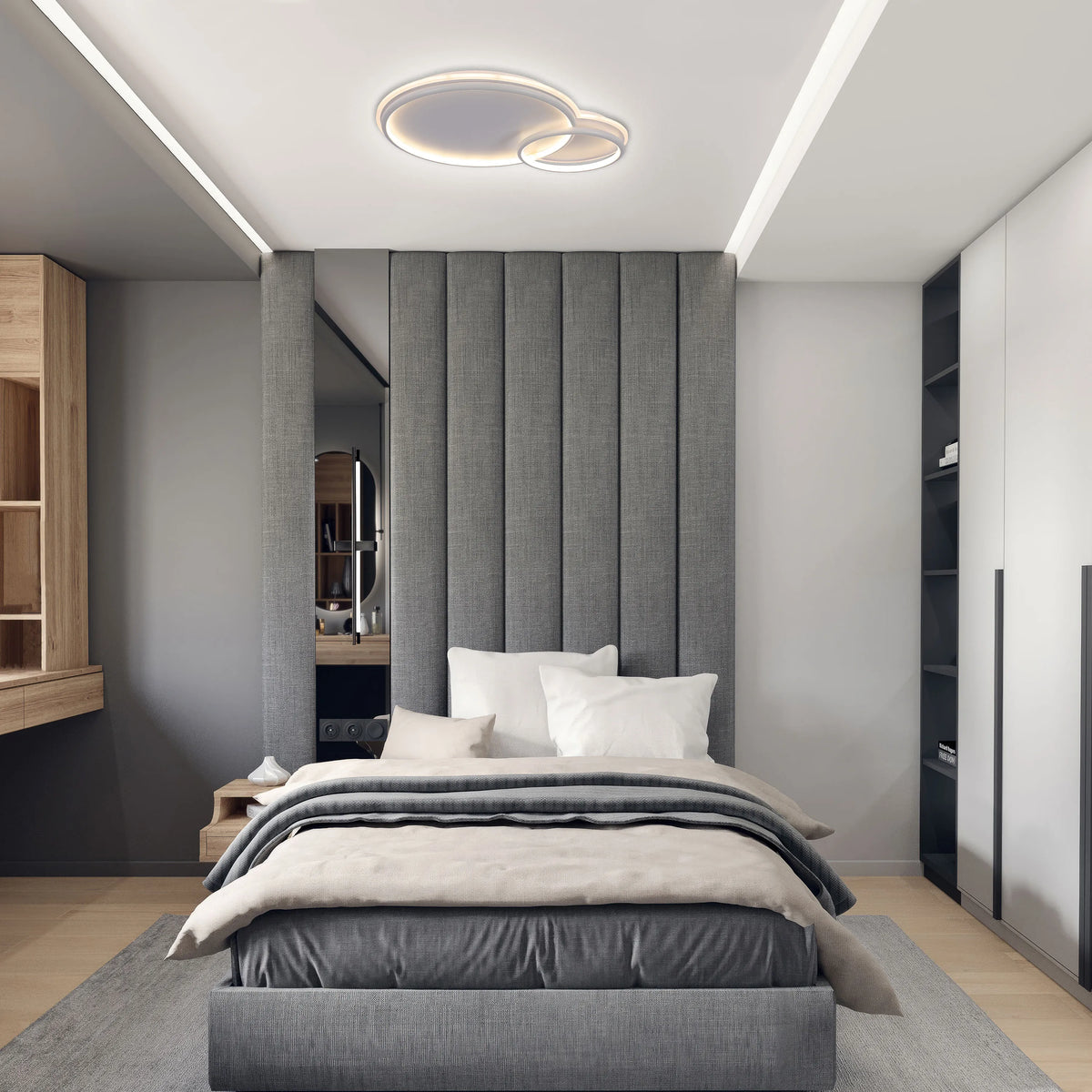 Dual-Ring LED Ceiling Light, CCT Tunable Dimmable with Remote, Flush Mount, LED Flush Ceiling Light, TEKLED