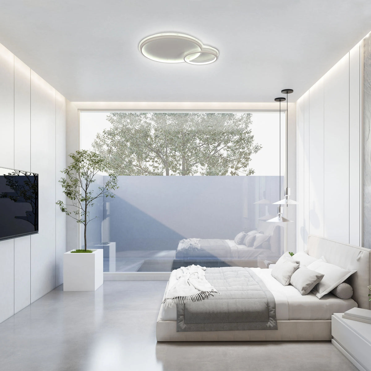 Dual-Ring LED Ceiling Light, CCT Tunable Dimmable with Remote, Flush Mount, LED Flush Ceiling Light, TEKLED