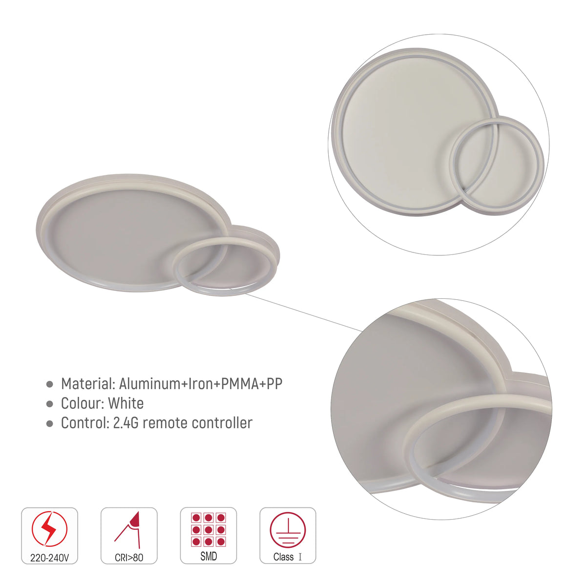 Dual-Ring LED Ceiling Light, CCT Tunable Dimmable with Remote, Flush Mount, LED Flush Ceiling Light, TEKLED
