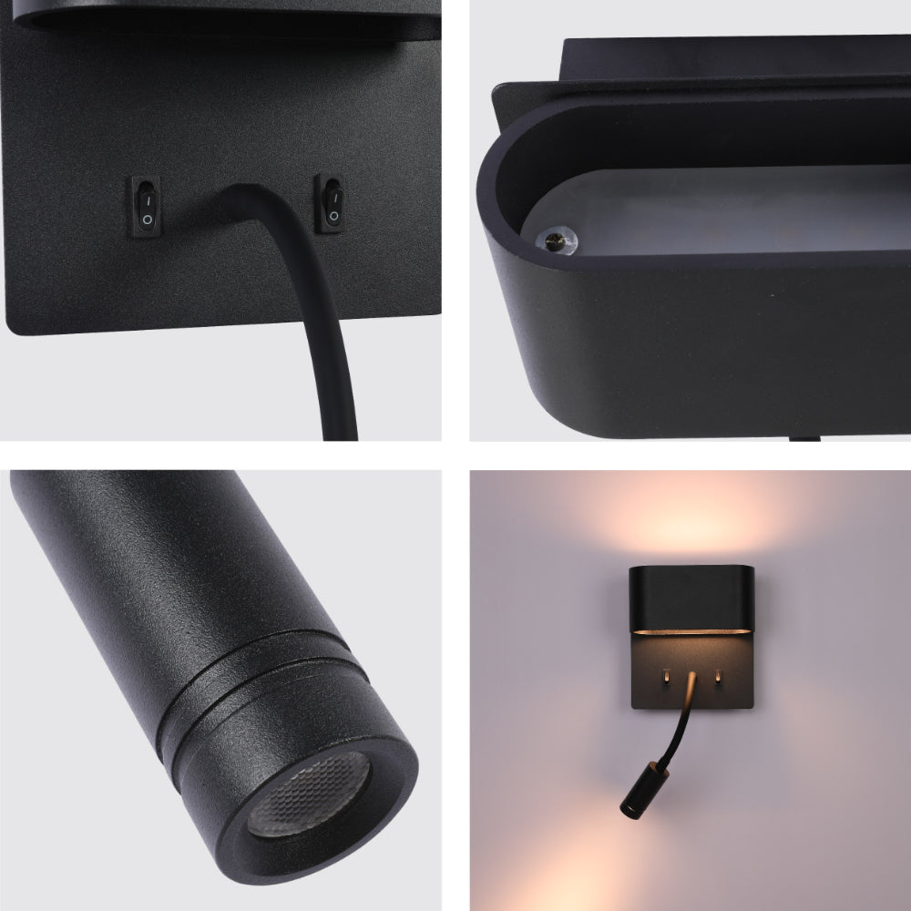 Dual-Source LED Wall Sconce with Adjustable Gooseneck Reading Bedside Lamp 13