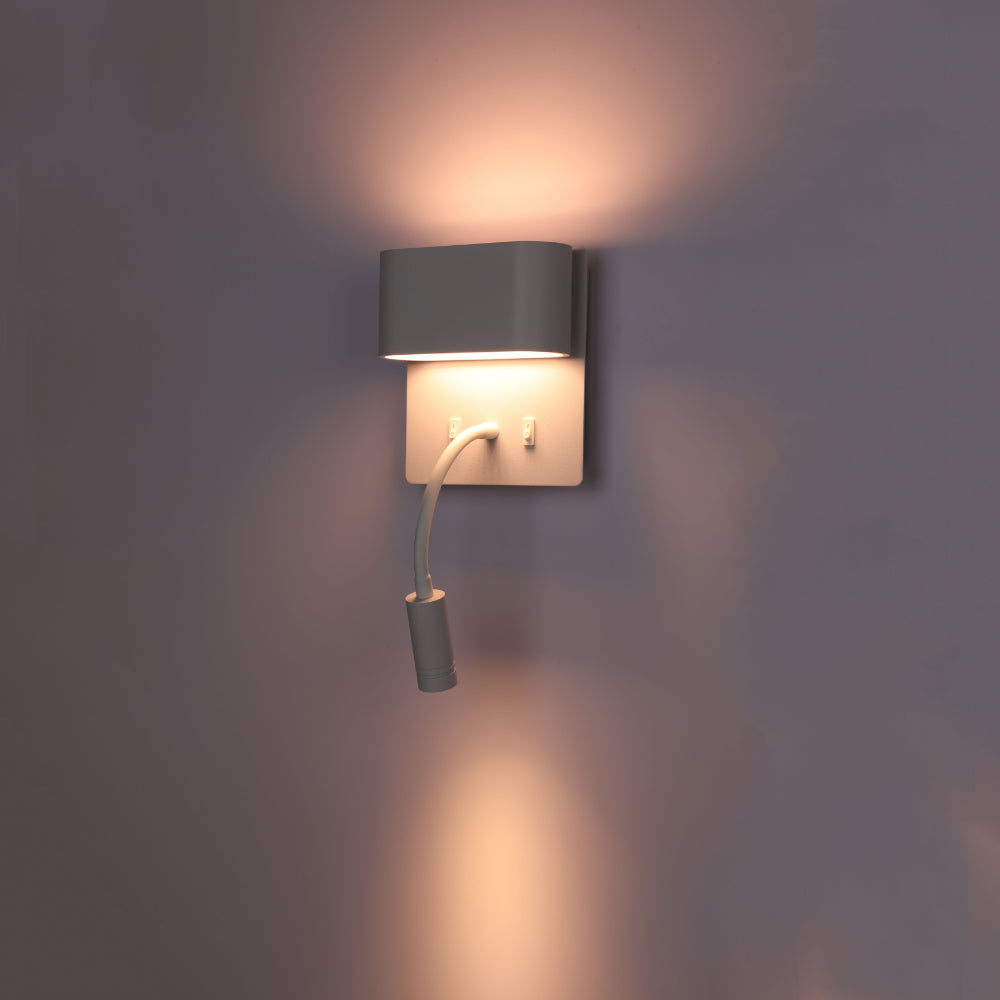 Dual-Source LED Wall Sconce with Adjustable Gooseneck Reading Bedside Lamp 8