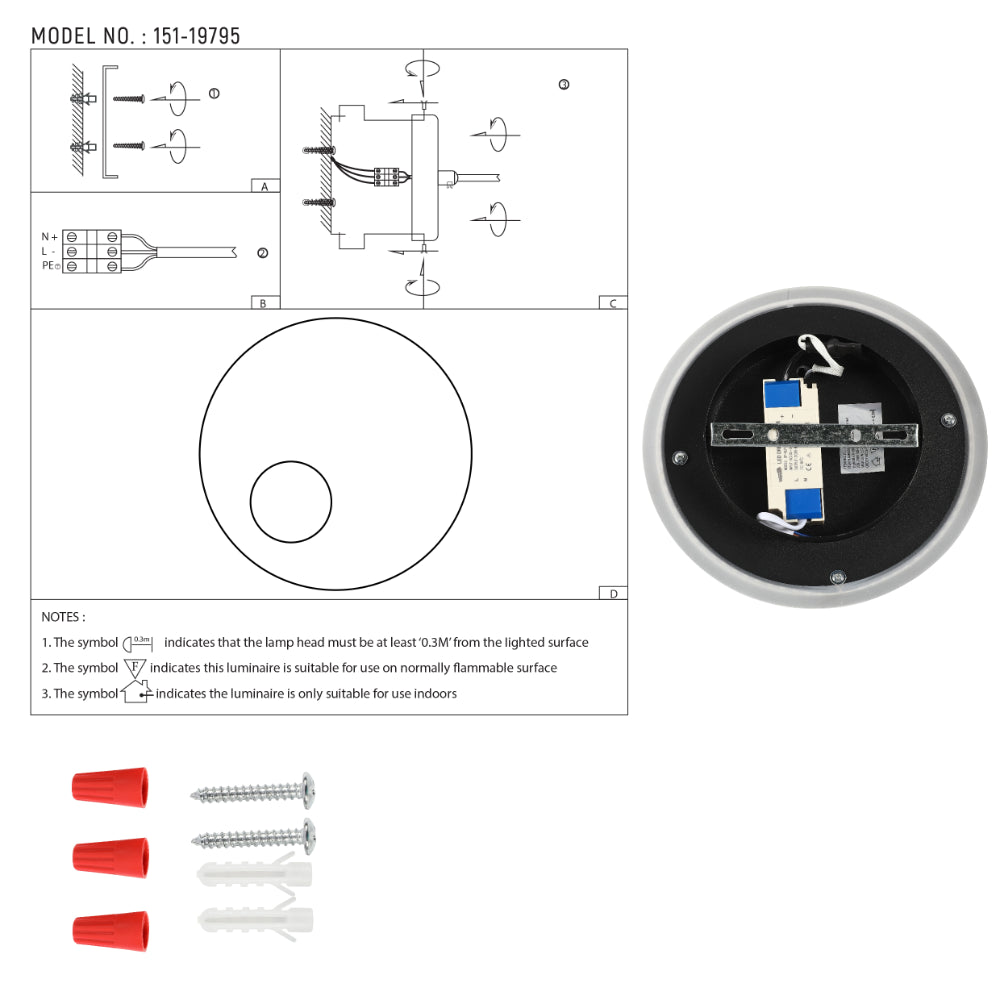 Eclipse Radiance LED Wall Light Black 4000K 8